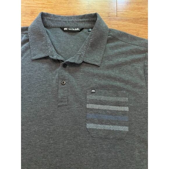 Travis Mathew Men's‎ Size 2XL Short Sleeve Golf Polo Shirt Gray With Pocket Logo - Picture 2 of 5
